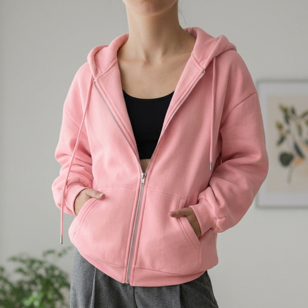 Sudadera Mujer Oversize de Punto Algodón con Cremallera