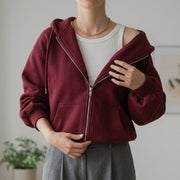 Sudadera Mujer Oversize de Punto Algodón con Cremallera
