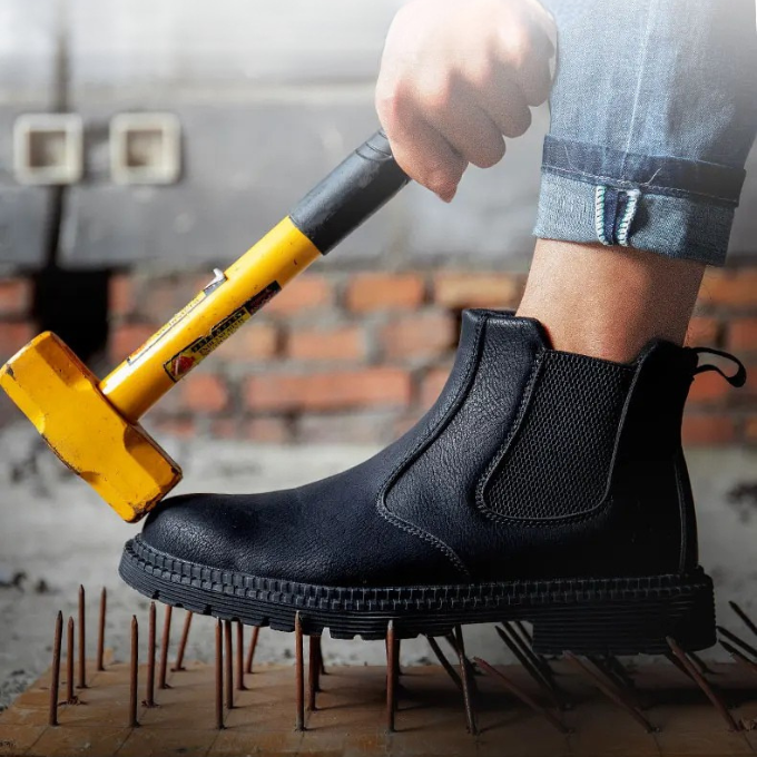 Men's Reinforced Toe Chelsea Work Boots - Durable Slip-On