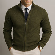 Men's Merino Wool and Cotton Full-Zip Cardigan