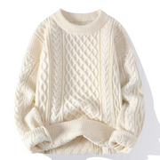 Jersey Mujer de Punto Trenzado con Cuello Redondo