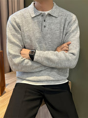 Jersey Polo Hombre Punto Canalé Manga Larga