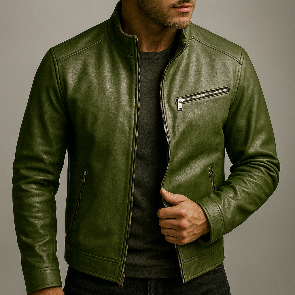 Chaqueta de Cuero Hombre Estilo Vintage