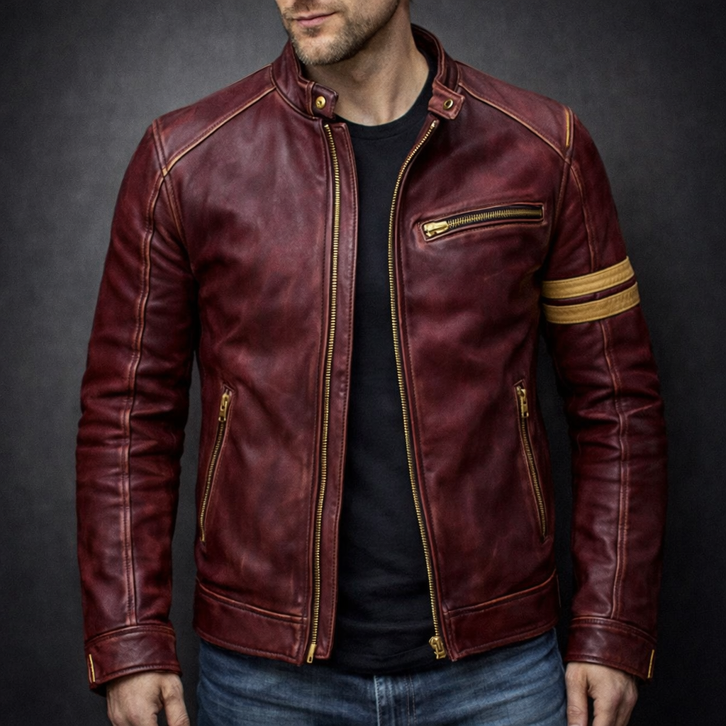 Chaqueta de Cuero Hombre Envejecida