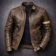 Chaqueta de Cuero Hombre Envejecida