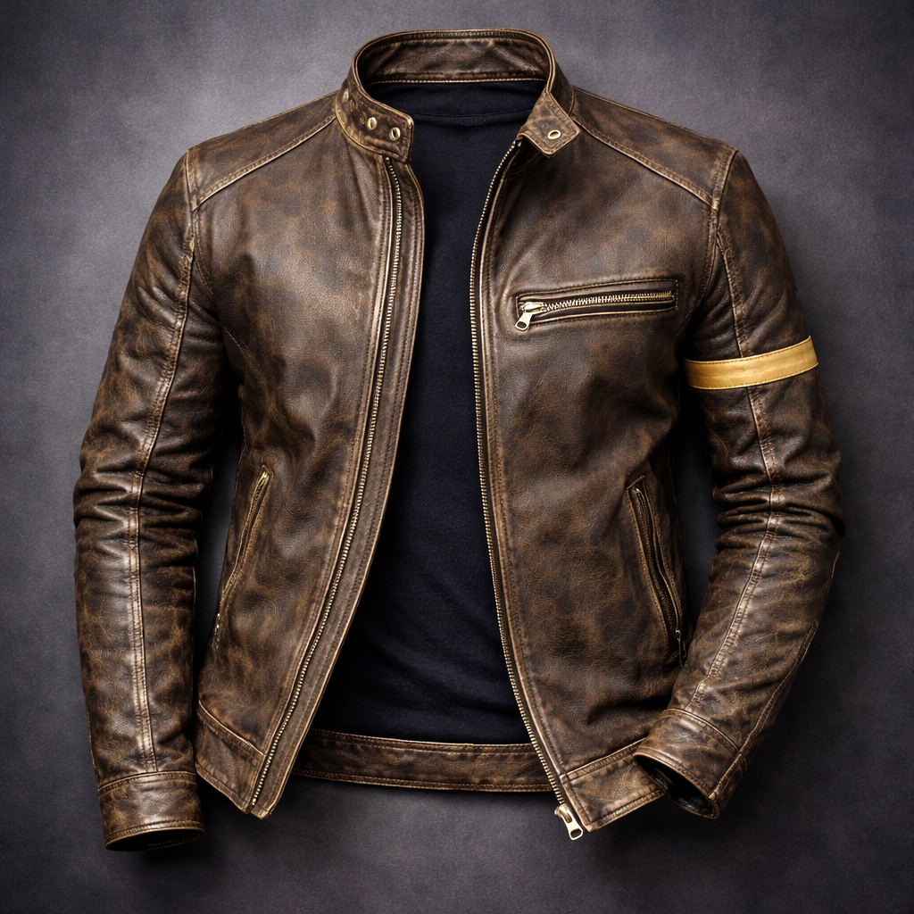 Chaqueta de Cuero Hombre Envejecida