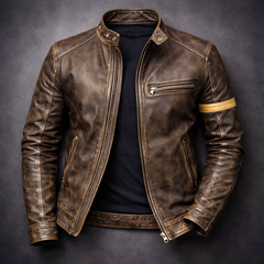 Chaqueta de Cuero Hombre Envejecida
