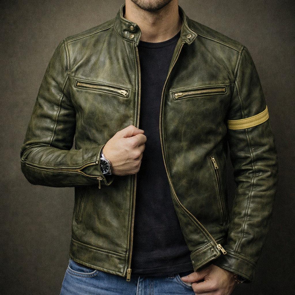 Chaqueta de Cuero Hombre Envejecida