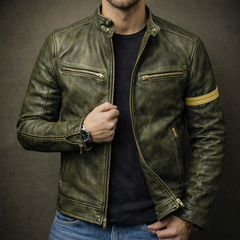 Chaqueta de Cuero Hombre Envejecida
