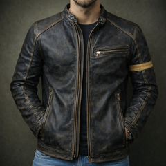 Chaqueta de Cuero Hombre Envejecida