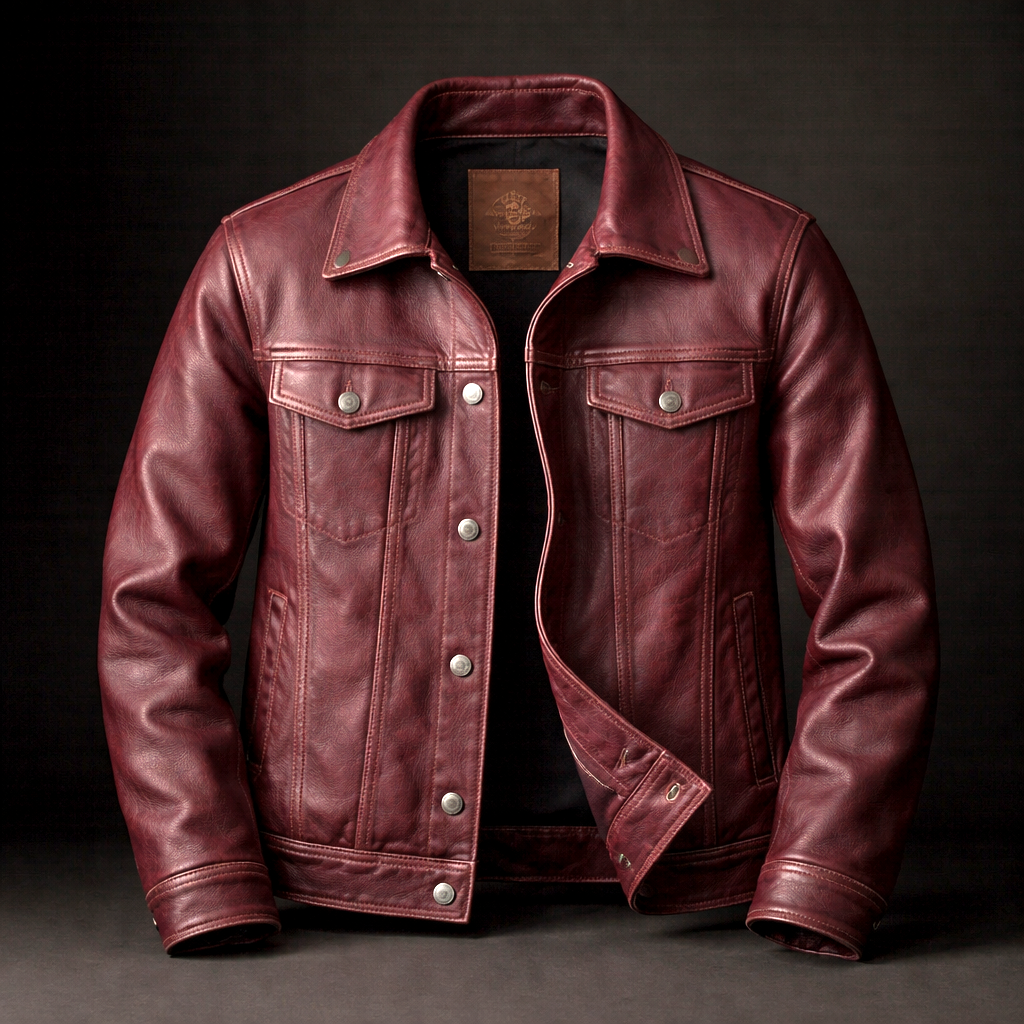 Chaqueta de Cuero Hombre Vintage con Forro de Algodón
