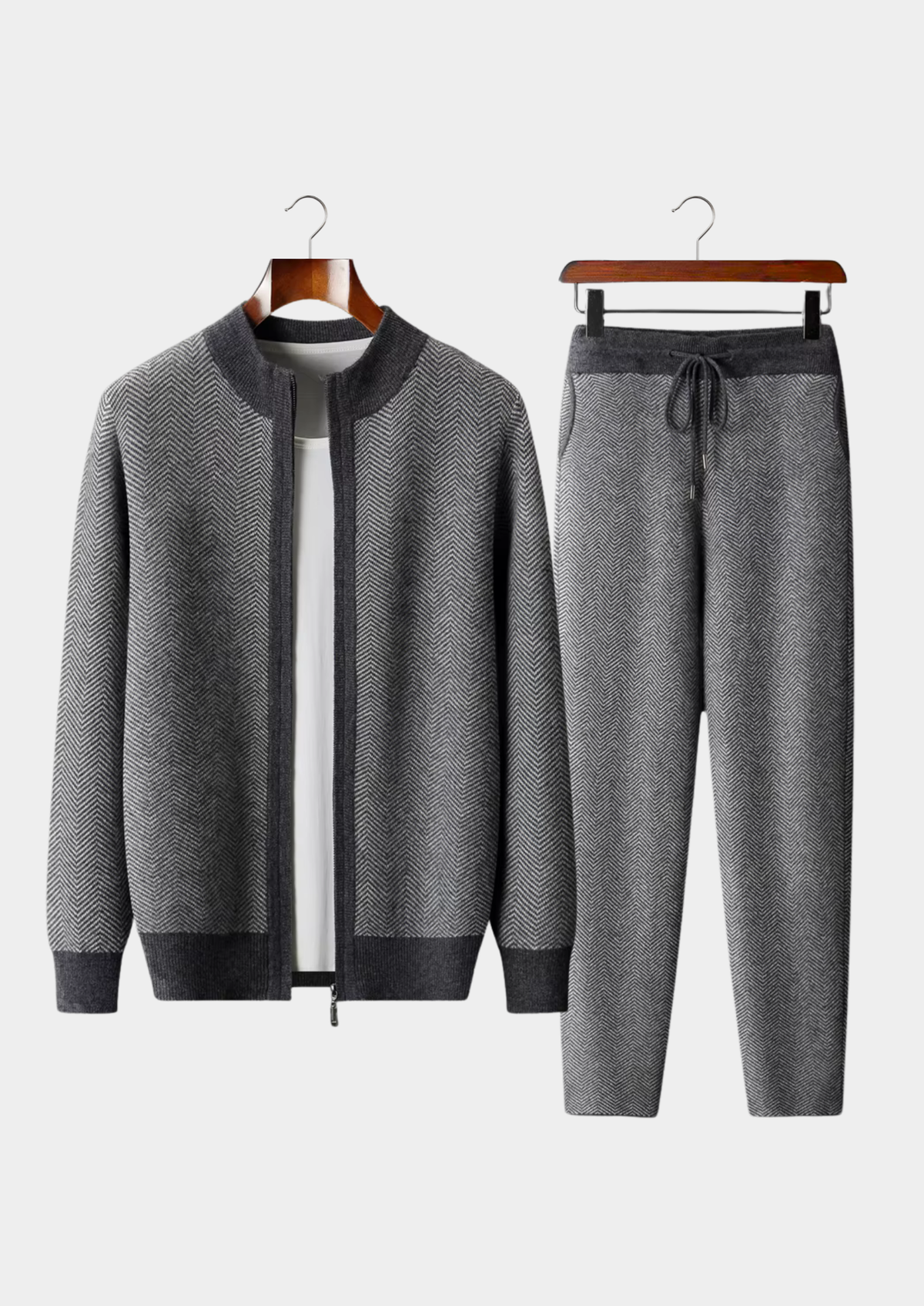 Men's 100% Merino Wool Knit Two-Piece Set - Matching Loungewear