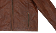 Chaqueta de Cuero Hombre Marrón con Cremalleras