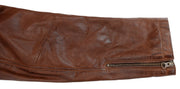 Chaqueta de Cuero Hombre Marrón con Cremalleras
