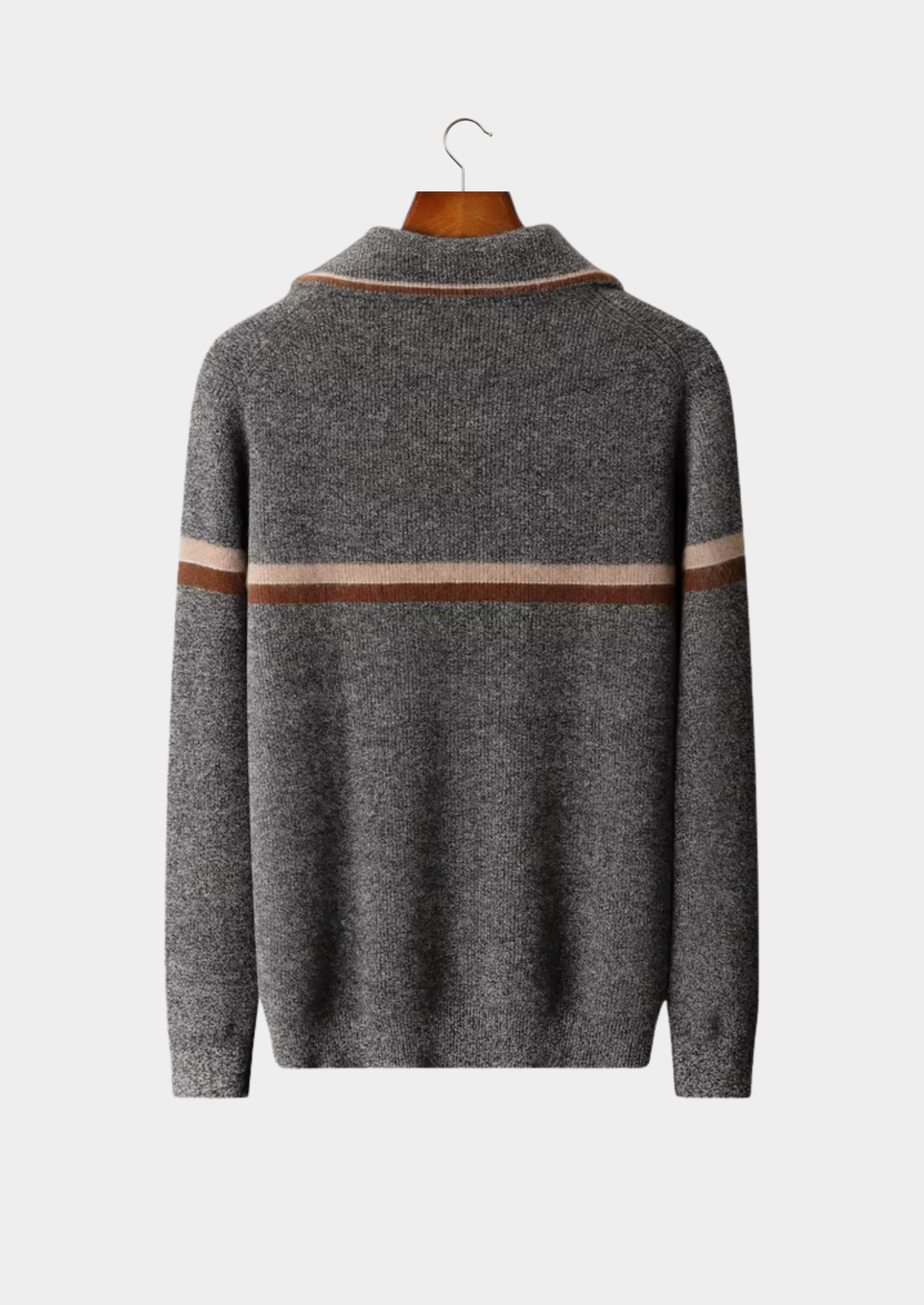 Cárdigan de Cashmere Hombre Premium – 100% Cashmere con Cremallera y Rayas