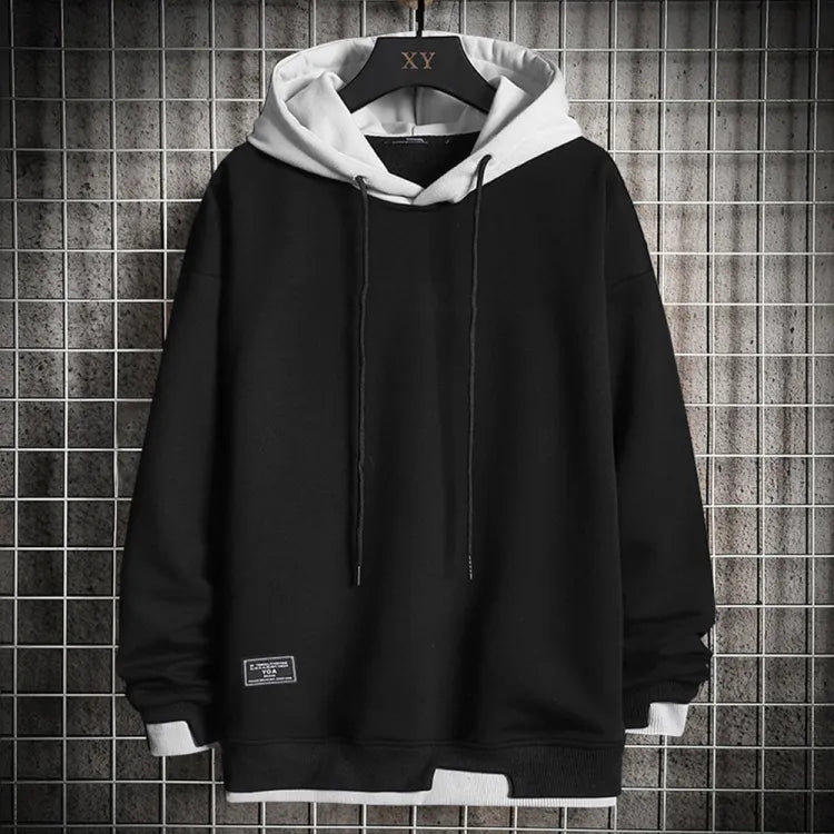 Sudadera Hombre Bicolor con Capucha y Cordón Ajustable
