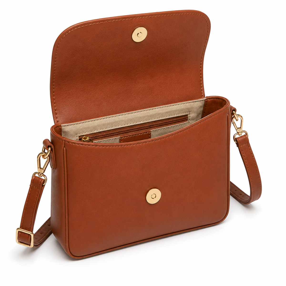 Bolso Bandolera Mujer de Cuero Sintético Marrón