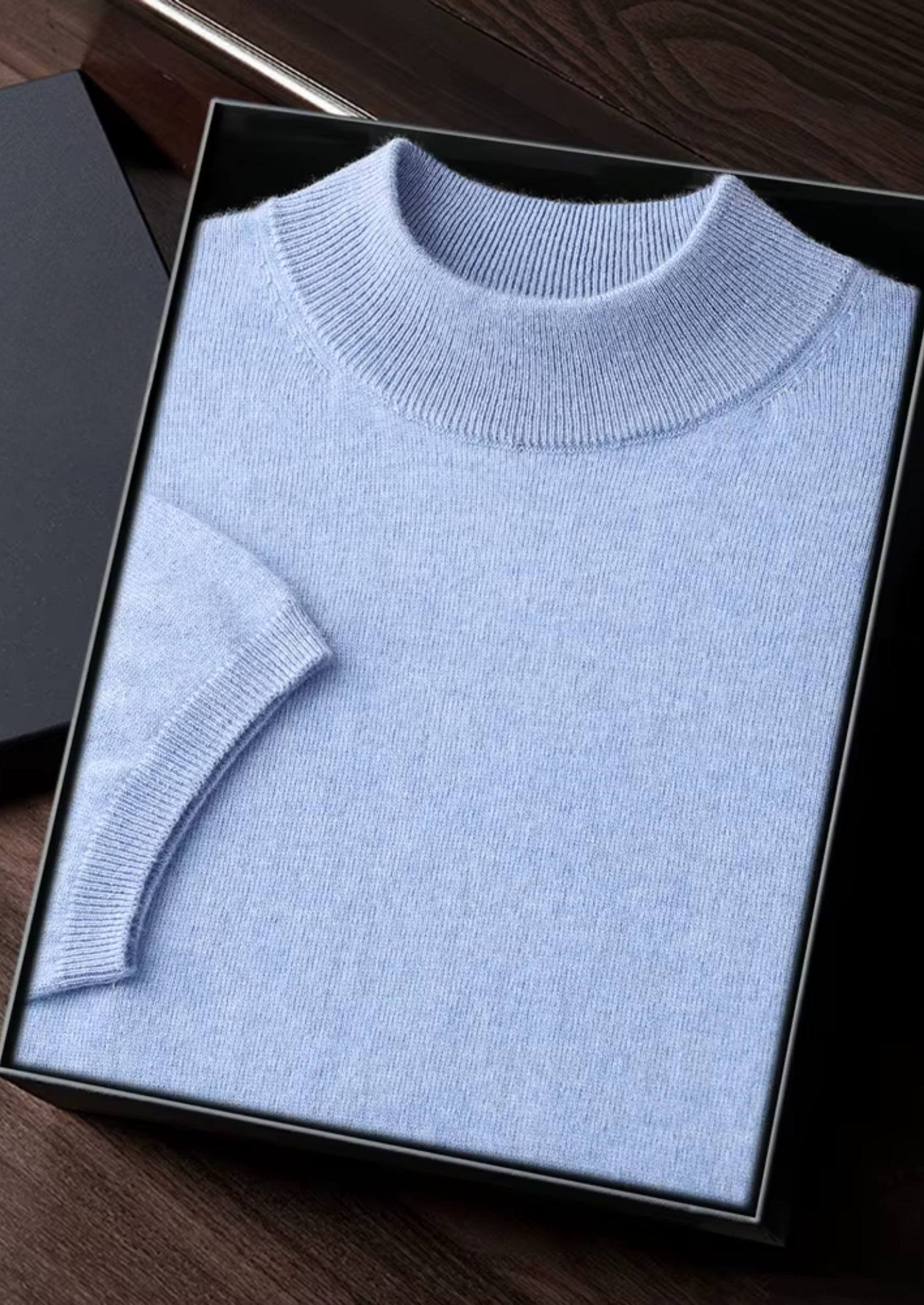 Camiseta Hombre Premium 100% Cashmere – Cuello Alto Elegante