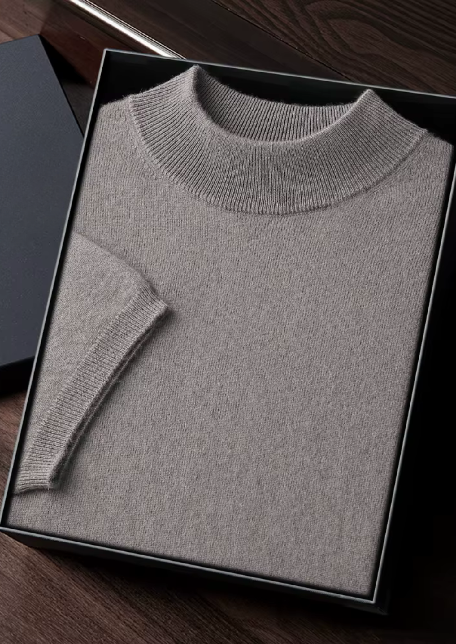 Camiseta Hombre Premium 100% Cashmere – Cuello Alto Elegante