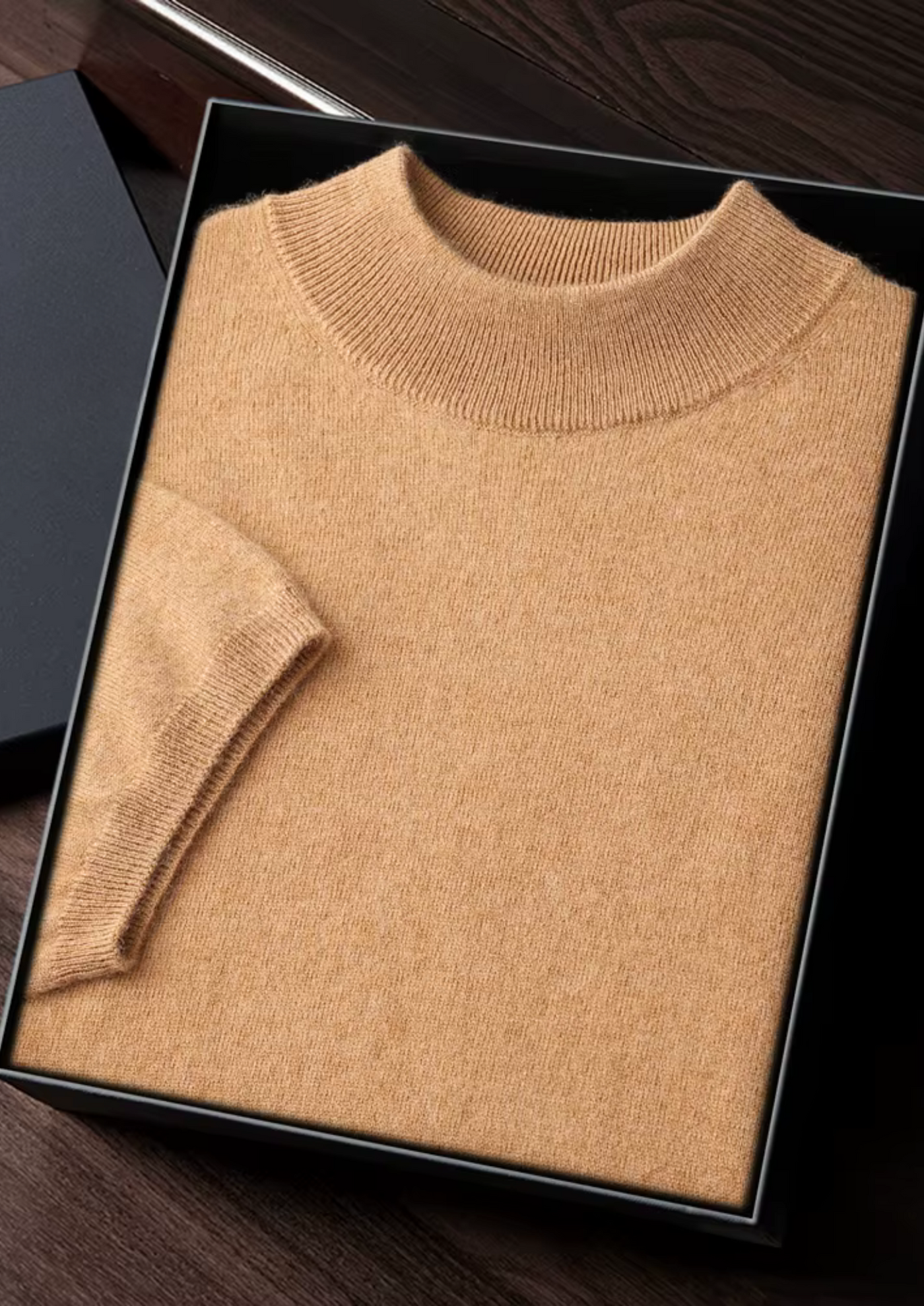 Camiseta Hombre Premium 100% Cashmere – Cuello Alto Elegante