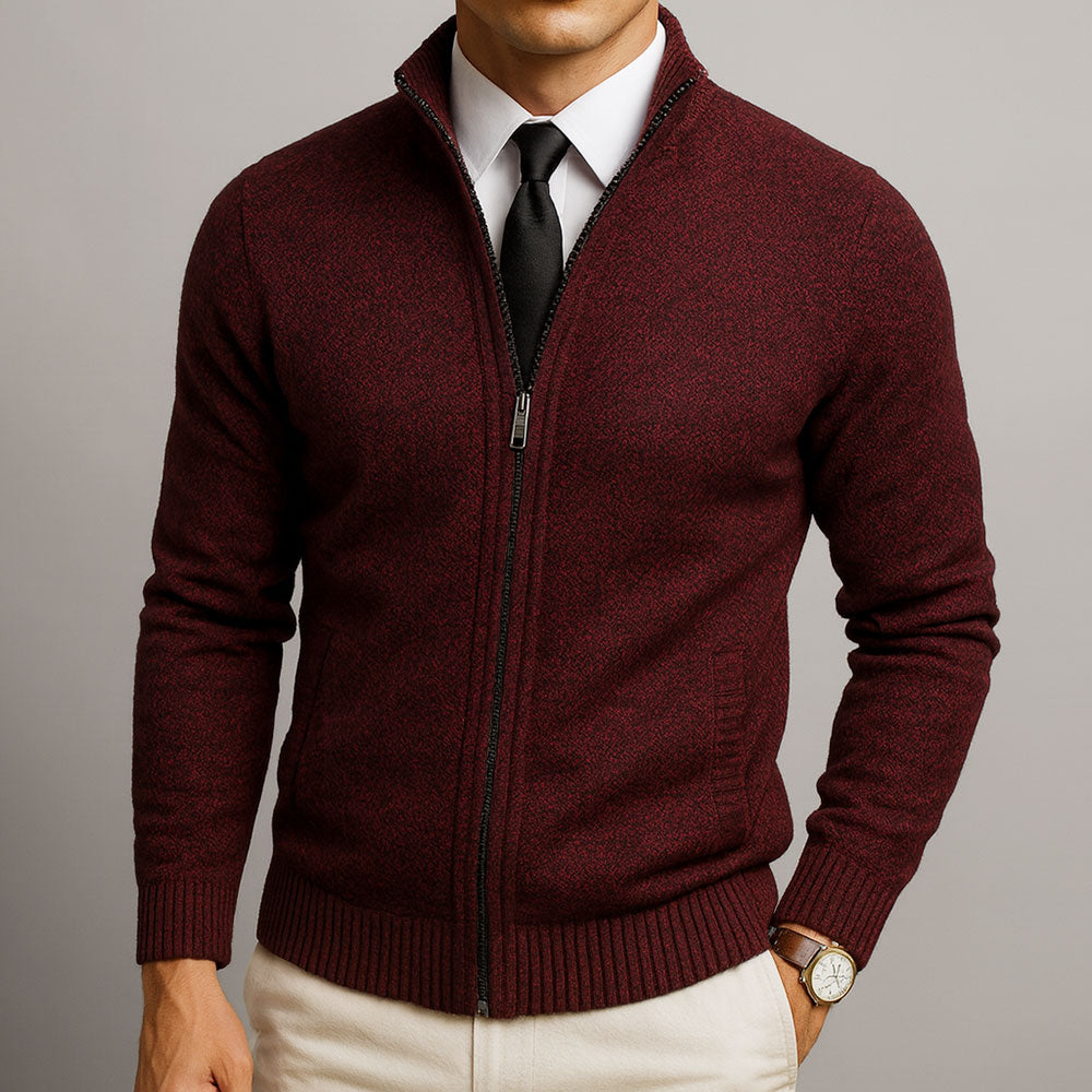 Men's Merino Wool and Cotton Full-Zip Cardigan