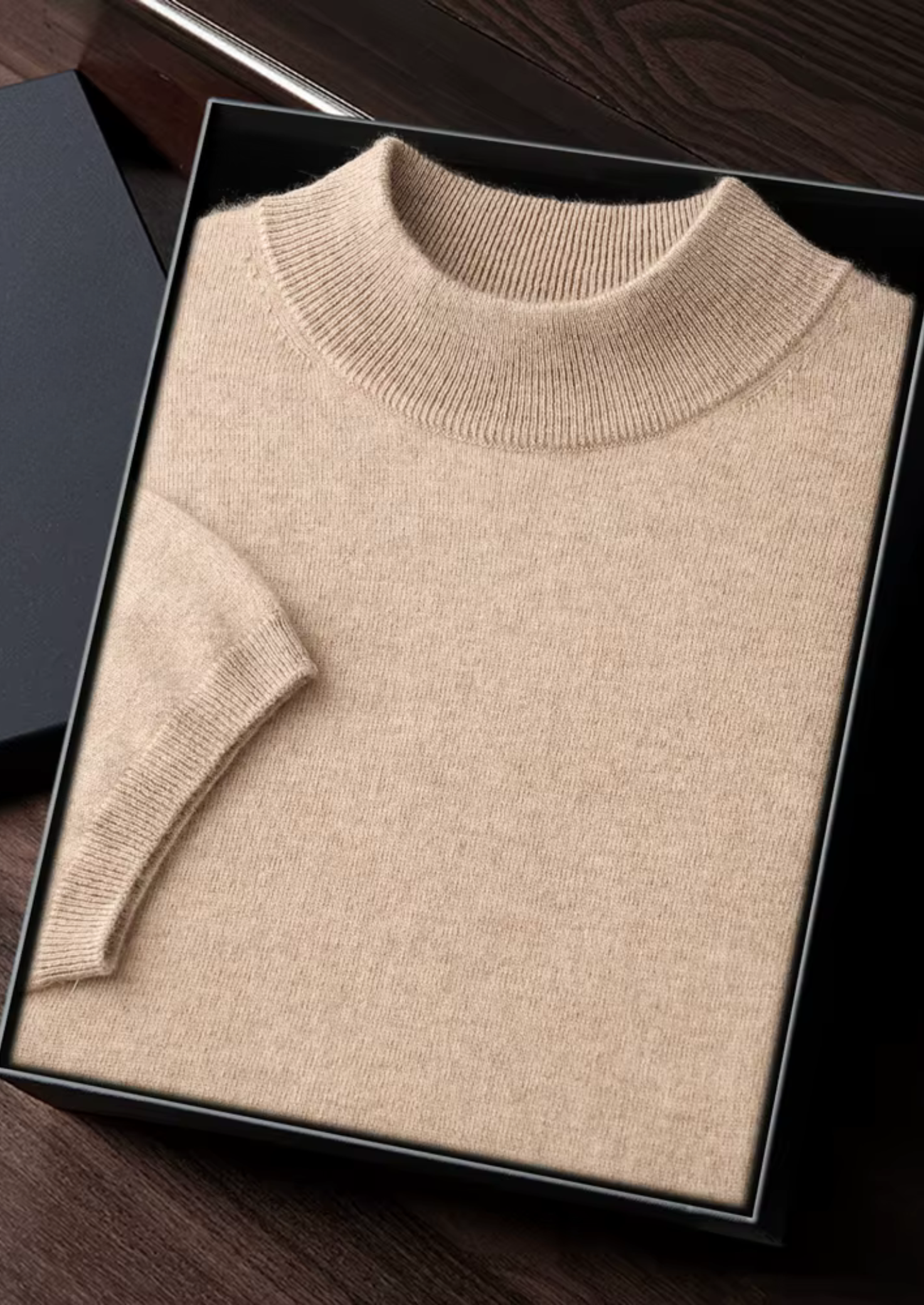 Camiseta Hombre Premium 100% Cashmere – Cuello Alto Elegante