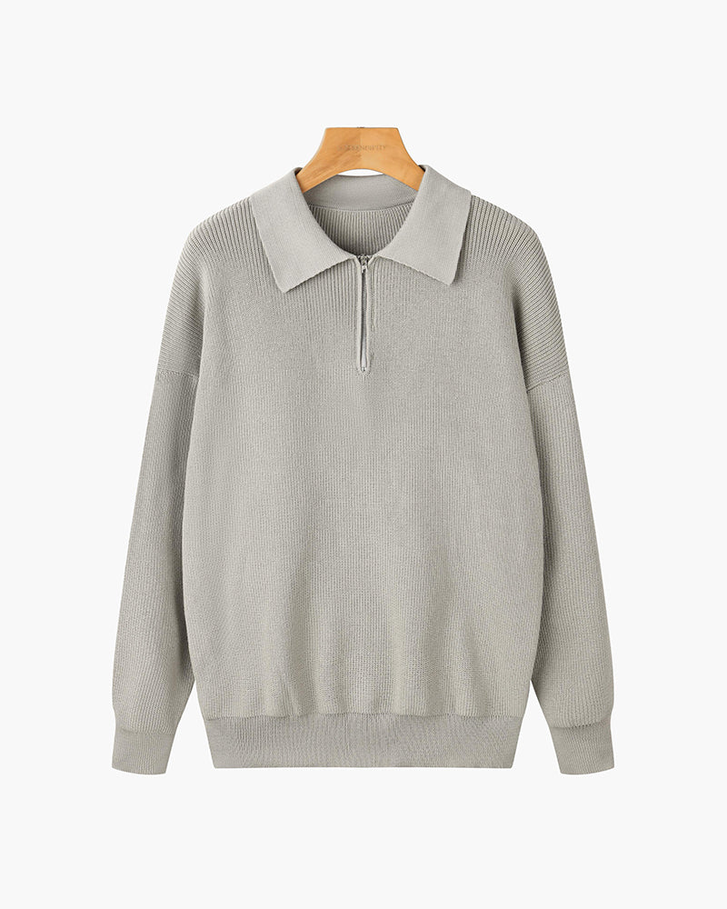 Jersey Cremallera Hombre de Punto Acanalado