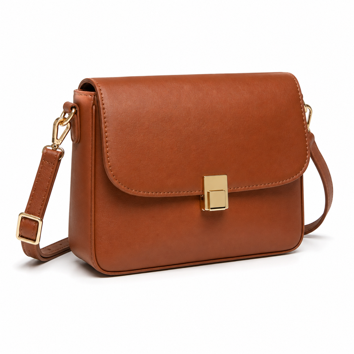 Bolso Bandolera Mujer de Cuero Sintético Marrón