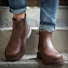 Men's Reinforced Toe Chelsea Work Boots - Durable Slip-On