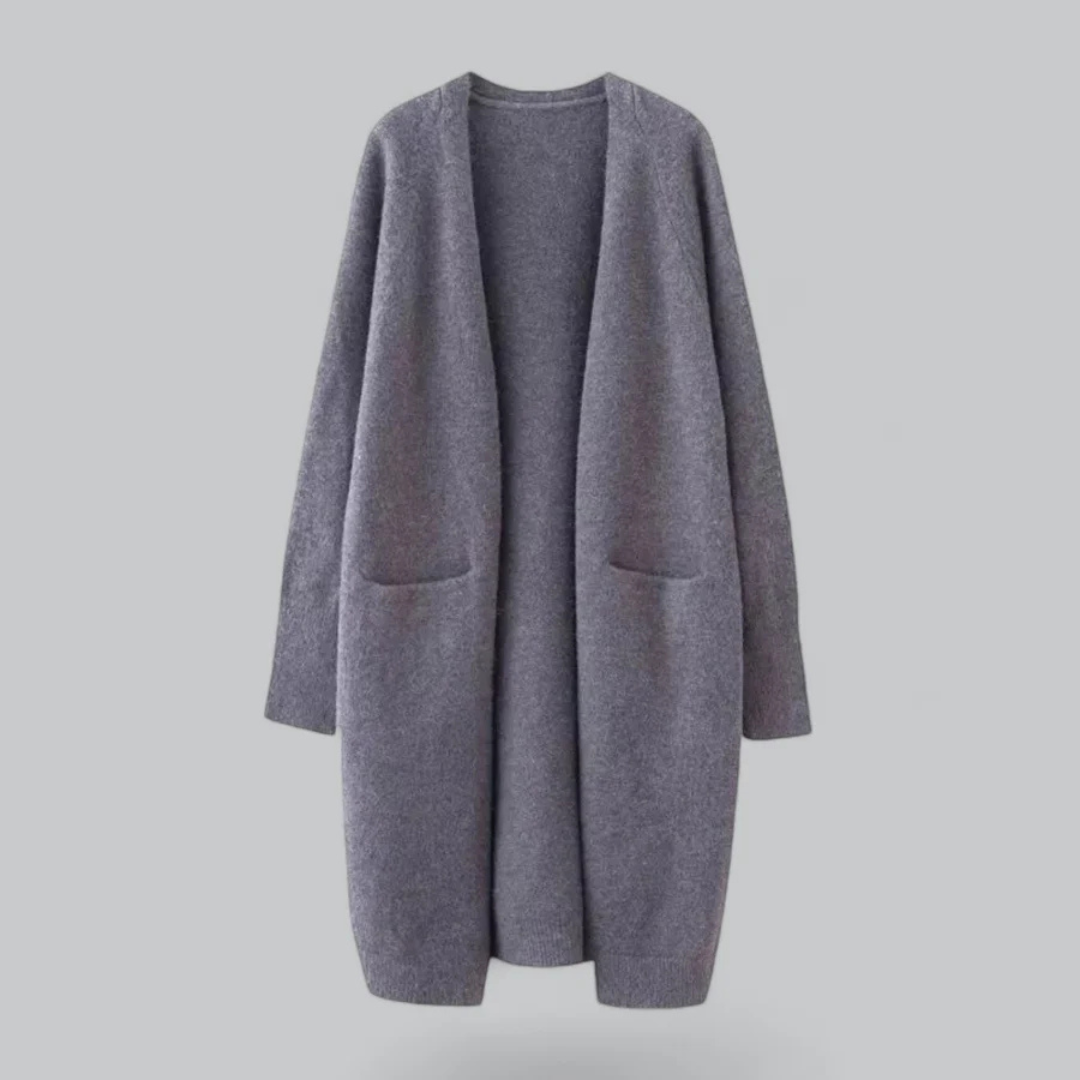 Women's Long Knit Cardigan, Open and Elegant for Fall and Winter