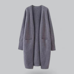 Women's Long Knit Cardigan, Open and Elegant for Fall and Winter