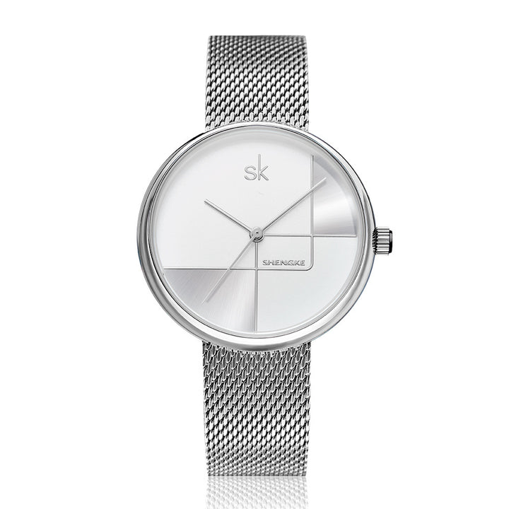 Reloj Mujer Geométrico de Cuarzo con Correa de Malla