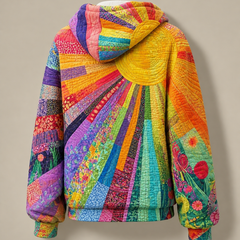 Sudadera Acolchada Mujer Estampado Floral con Capucha