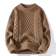 Jersey Mujer de Punto Trenzado con Cuello Redondo