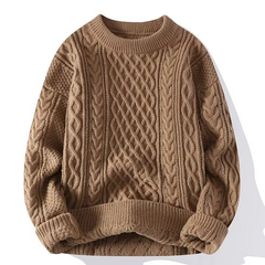 Jersey Mujer de Punto Trenzado con Cuello Redondo