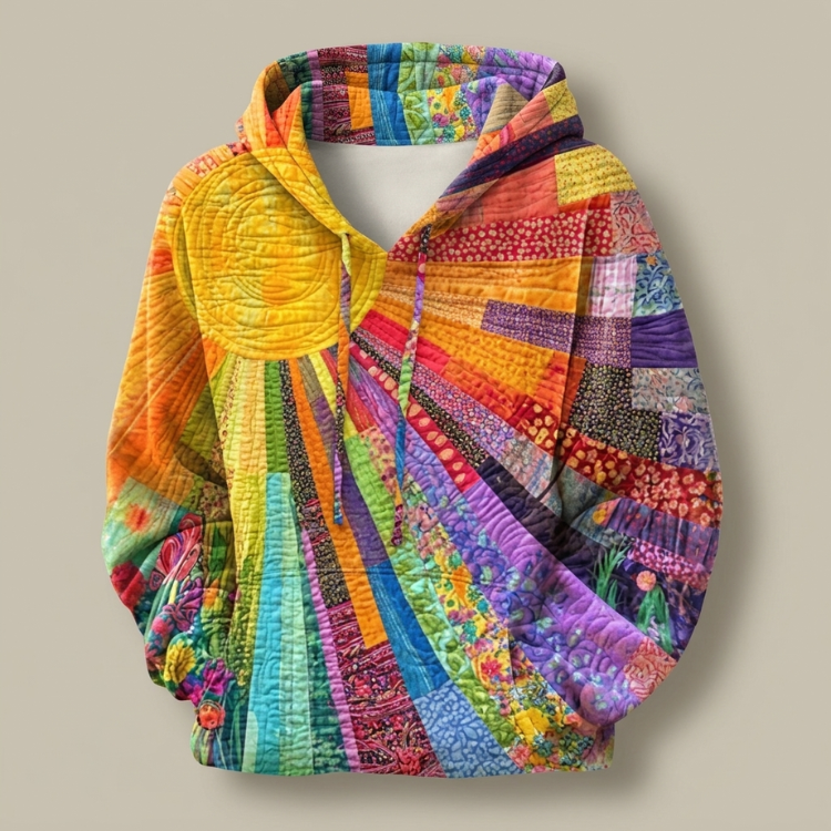 Sudadera Acolchada Mujer Estampado Floral con Capucha