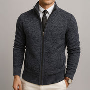 Jersey Hombre Cremallera Completa Lana Jaspeada Cuello Alto