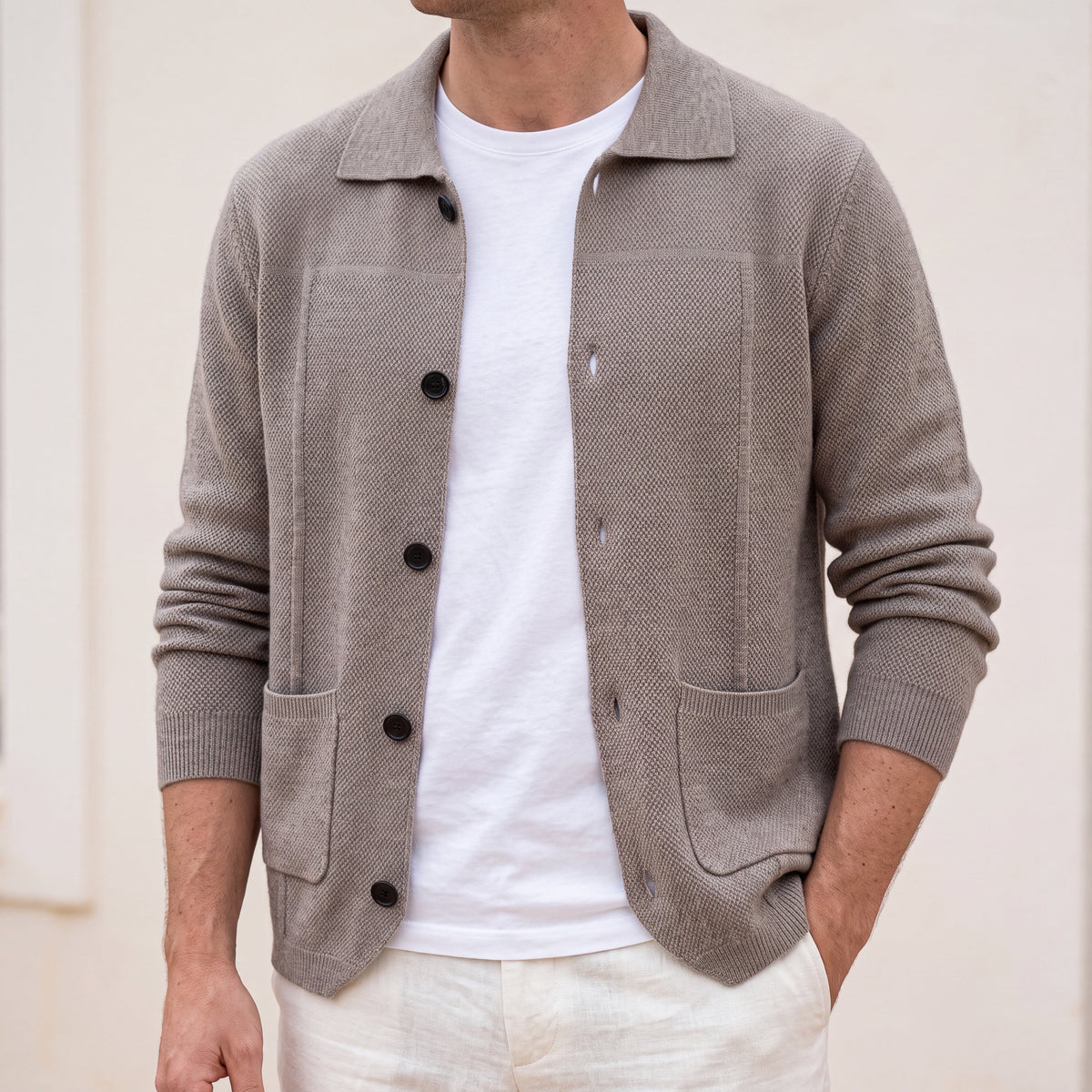 Sobrecamisa Hombre Cashmere Premium – 100% Cashmere con Botones