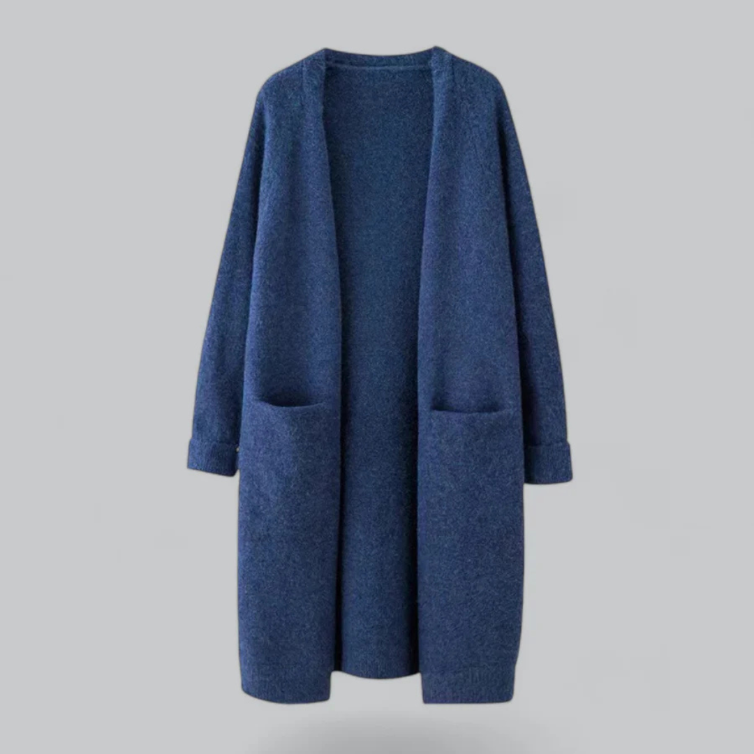 Women's Long Knit Cardigan, Open and Elegant for Fall and Winter