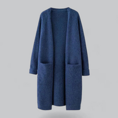 Women's Long Knit Cardigan, Open and Elegant for Fall and Winter