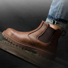 Men's Reinforced Toe Chelsea Work Boots - Durable Slip-On