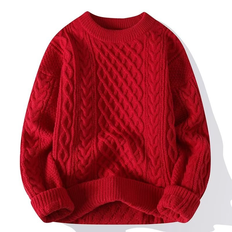 Jersey Mujer de Punto Trenzado con Cuello Redondo
