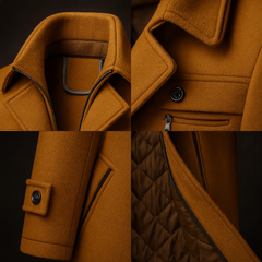Men's Wool Coat with Quilted Lining - Warm Winter Overcoat