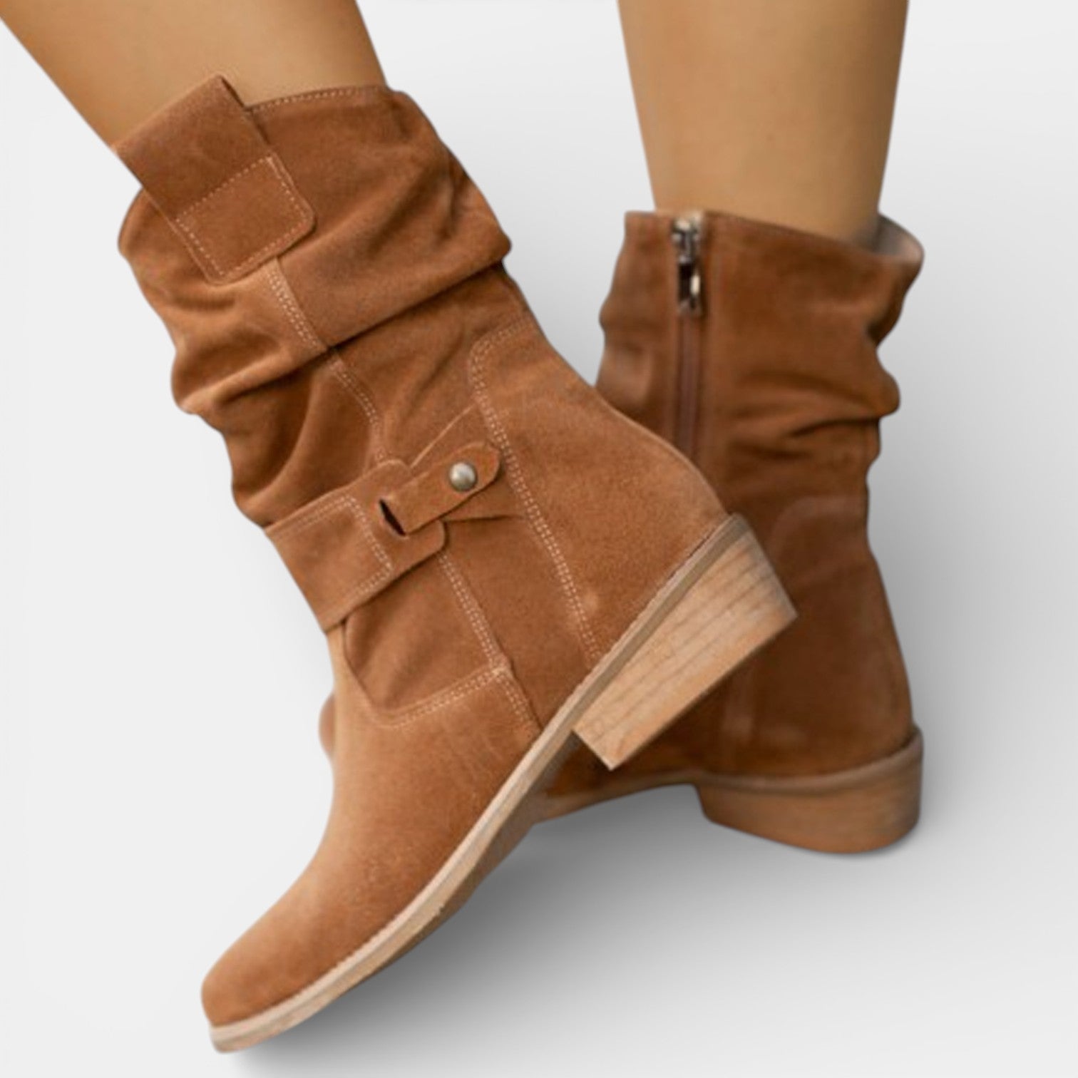 Women's Suede Western Boots with Pointed Toe