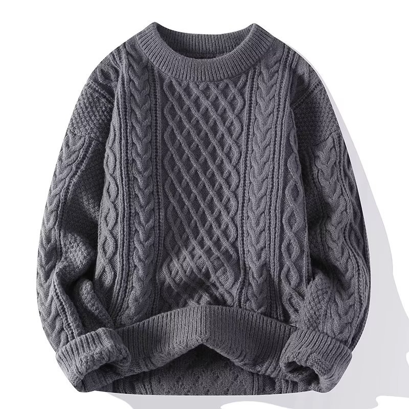 Jersey Mujer de Punto Trenzado con Cuello Redondo