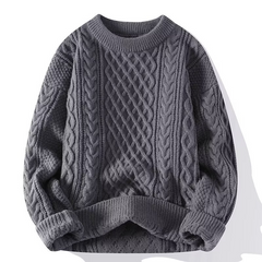 Jersey Mujer de Punto Trenzado con Cuello Redondo