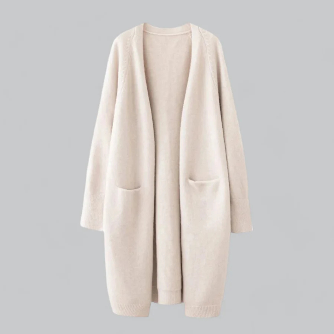 Women's Long Knit Cardigan, Open and Elegant for Fall and Winter