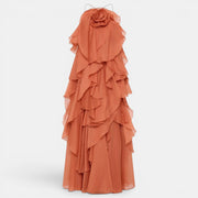 Vestido Largo Halter Mujer con Flor