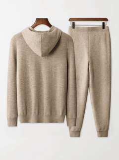 Men's Beige 100% Cashmere Tracksuit - Two-Piece Loungewear Set