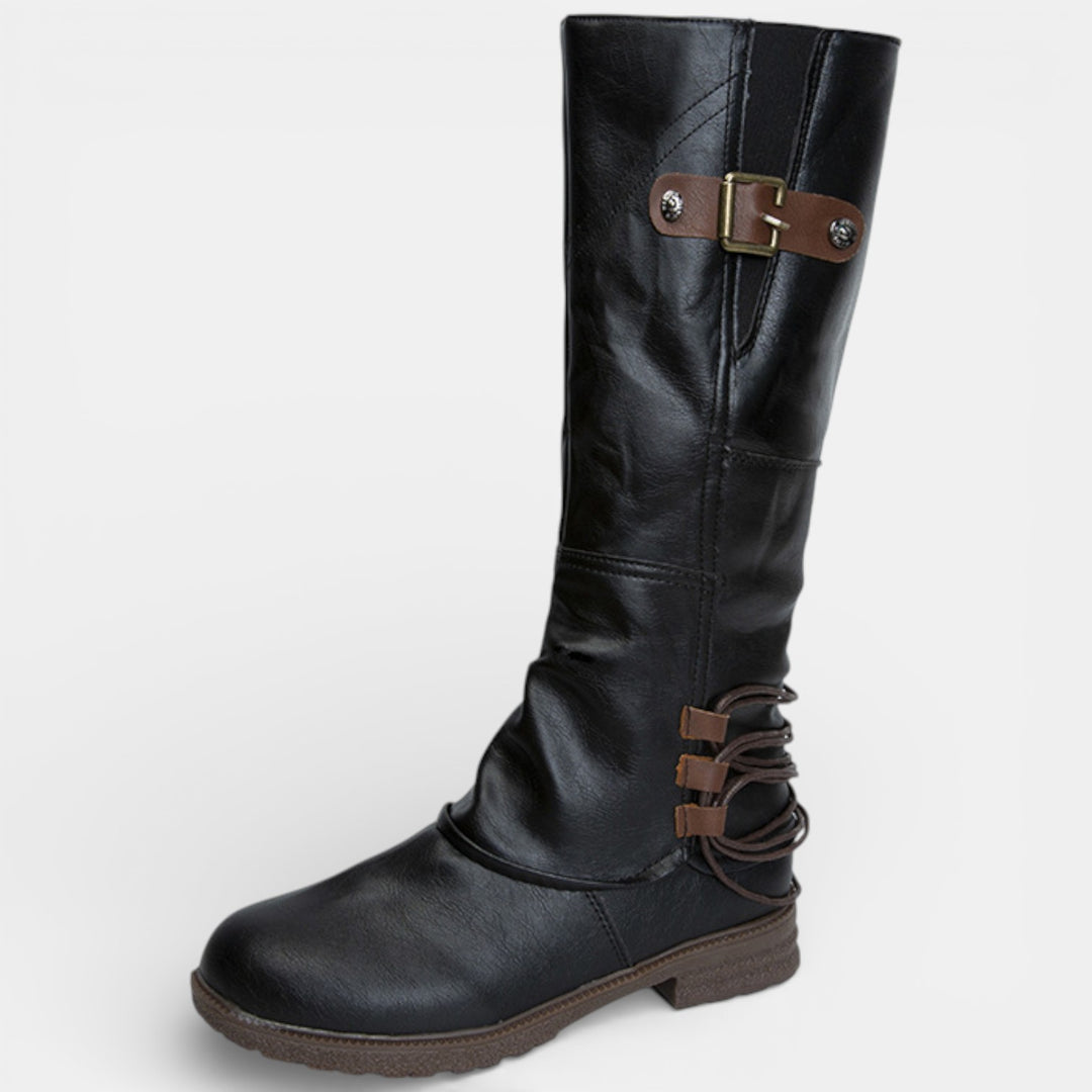Botas Altas Mujer - Tacón Cuadrado, Punta Redonda, Cómodas y Cálidas